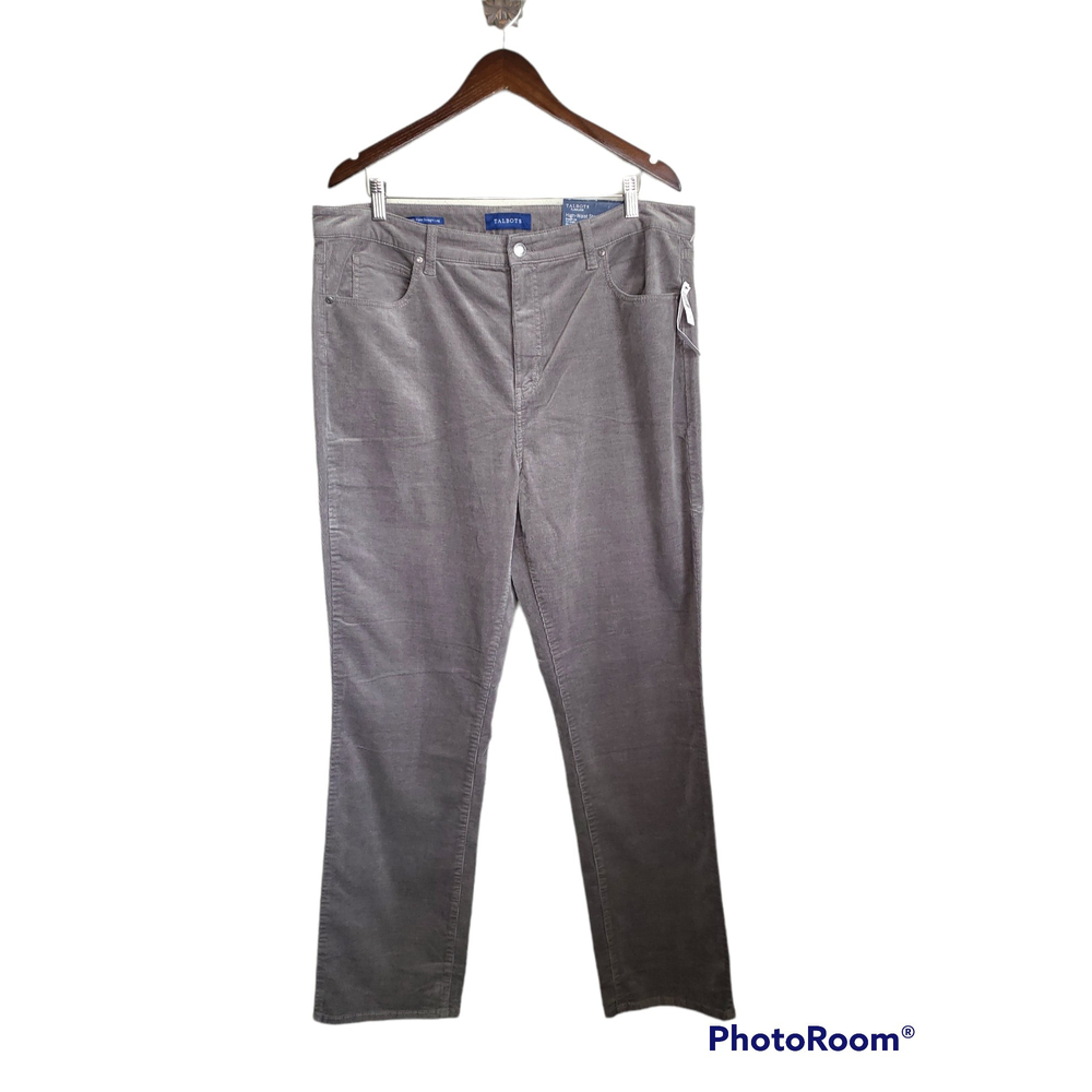 Talbots grey straight high waisted corduroy pants size 16 NWT